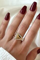 VIP %100 İthal Pyramid Tasarım Ayarlanabilir Kararmaz Garantili Kadın Çelik Yüzük