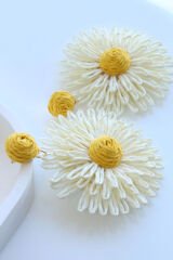 Yeni Sezon Büyük Hasır Papatya Tasarım Yazlık Hafif Kadın Küpe