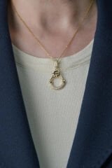 Zarif Gemici Zincirli Gold Gümüş Tasarım Renk Atmaz Kararmaz Kadın Çelik Kolye