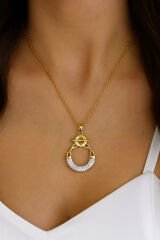 Zarif Gemici Zincirli Gold Gümüş Tasarım Renk Atmaz Kararmaz Kadın Çelik Kolye