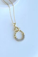 Zarif Gemici Zincirli Gold Gümüş Tasarım Renk Atmaz Kararmaz Kadın Çelik Kolye