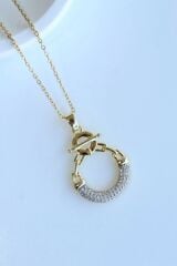 Zarif Gemici Zincirli Gold Gümüş Tasarım Renk Atmaz Kararmaz Kadın Çelik Kolye