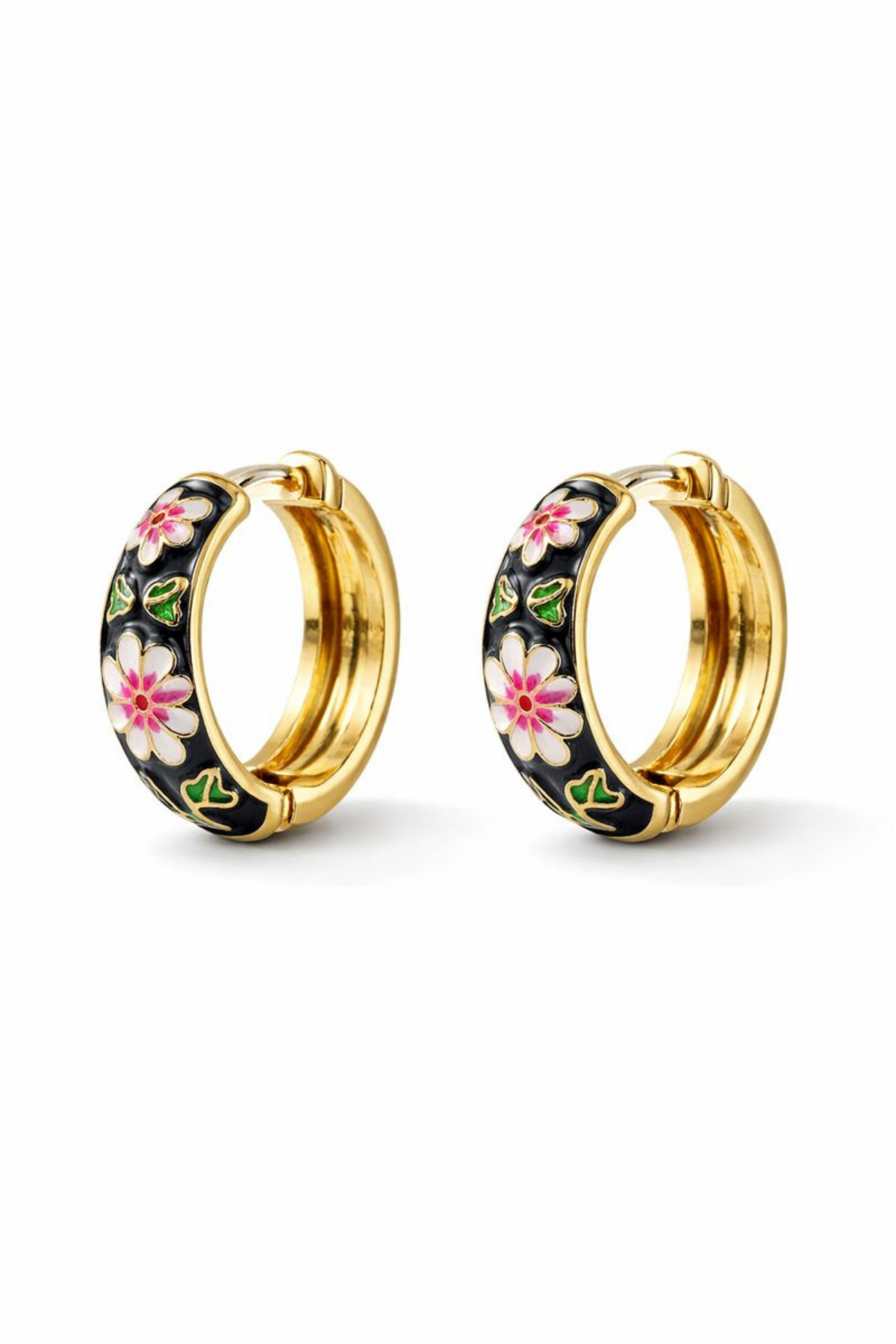 Mineli Renkli Çiçek Halka Tasarım Kararmaz Renk Atmaz Kadın Çelik Küpe