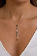 Yeni Sezon Ünlü Model Renkli Taşlı Özel Y Tasarım Kadın Çelik Kolye