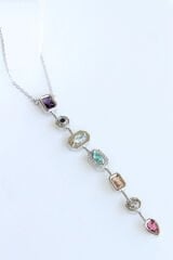 Yeni Sezon Ünlü Model Renkli Taşlı Özel Y Tasarım Kadın Çelik Kolye