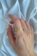 Exclusive Seri Ayarlanabilir Paslanmaz Kararmaz Taşlı Zincir Model Tasarım Kadın Çelik Yüzük