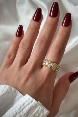 Premium Seri Line Model Zirkon Taşlı Çapraz Baget Tasarım Ayarlanabilir Kadın Çelik Yüzük