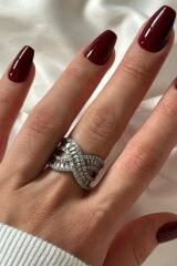 Exclusive Seri Ayarlanabilir Kararmaz Gurmet Model Zirkon Taşlı Kadın Çelik Yüzük