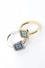 Princess Nazar Boncuğu Tasarım Zirkon Taşlı Ayarlanabilir Kadın Yüzük