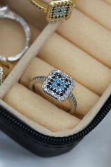 Princess Nazar Boncuğu Tasarım Zirkon Taşlı Ayarlanabilir Kadın Yüzük