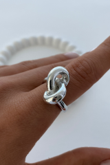 Yeni Seri Cilalı Ünlü Model Düğüm Tasarım Günlük Ayarlanabilir Kadın Çelik Yüzük