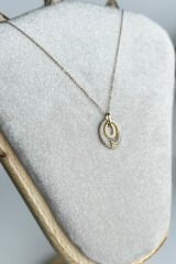 Zarif Çevresel Full Zirkon Taşlı İç İçe Geçmiş Elips Tasarım Renk Atmaz Kararmaz Kadın Çelik Kolye