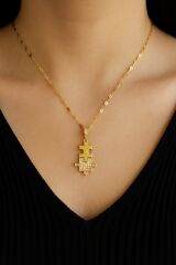 Zarif Zirkon Taşlı Puzzle Tasarım Renk Atmaz Kararmaz Kadın Çelik Kolye