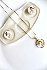 Vintage Kırmızı Gül Motifli 3d Tablo Tasarım Kadın Çelik Kolye