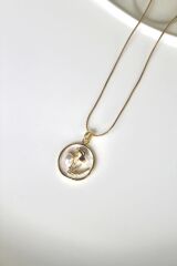 Vintage Kırmızı Gül Motifli 3d Tablo Tasarım Kadın Çelik Kolye