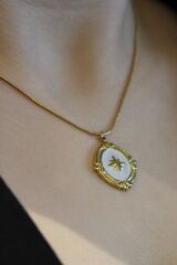 Premium Seri Plaka Sedefli Kutup Yıldızı Model 316 L Paslanmaz Kararmaz Kadın Çelik Kolye