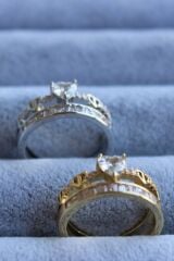 VIP %100 İthal Yüksek Kalp Taşlı 2'li Yarım Tur Model Ayarlanabilir Kadın Çelik Yüzük