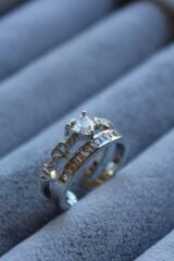 VIP %100 İthal Yüksek Kalp Taşlı 2'li Yarım Tur Model Ayarlanabilir Kadın Çelik Yüzük