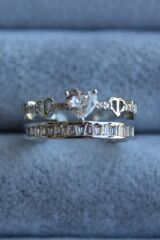 VIP %100 İthal Yüksek Kalp Taşlı 2'li Yarım Tur Model Ayarlanabilir Kadın Çelik Yüzük