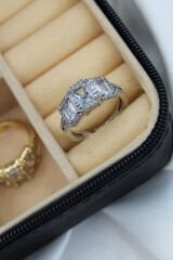 Premium Seri 3'lü Baget Taşlı Ayarlanabilir Kadın Yüzük