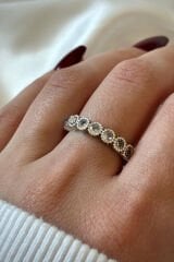 Premium Seri Oval Zirkon Taşlı Tamtur Tasarım Ayarlanabilir Kadın Çelik Yüzük