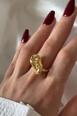 Yeni Seri Cilalı Ünlü Model Düğüm Tasarım Günlük Ayarlanabilir Kadın Çelik Yüzük