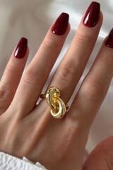 Yeni Seri Cilalı Ünlü Model Düğüm Tasarım Günlük Ayarlanabilir Kadın Çelik Yüzük