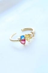 İthal Seri Renkli Zirkon Taşlı Zarif Tasarım Ayarlanabilir Kadın Çelik Yüzük