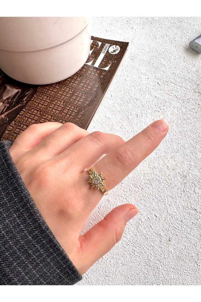 Vintage Güneş Tasarım Ayarlanabilir Kadın Çelik Yüzük