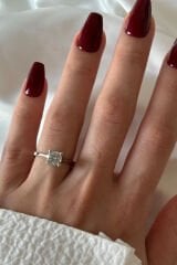 Premium Seri Klasik Yuvarlak Taşlı Tek Taş Tasarım Ayarlanabilir Kadın Çelik Yüzük