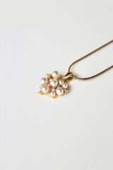 Premium Seri İncili Kalp Model Kadın Çelik Kolye