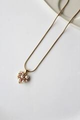 Premium Seri İncili Kalp Model Kadın Çelik Kolye