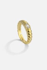 Burgulu Tek Taş Tasarım Ayarlanabilir Kadın Yüzük