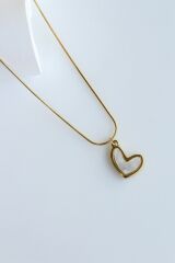 Premium Seri Plaka Model Asimetrik Kalp 316 L Paslanmaz Kararmaz Kadın Çelik Kolye