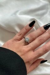 Premium İthal Seri Baget Zirkon Taşlı Tek Taş Ayarlanabilir Tasarım Kadın Çelik Yüzük