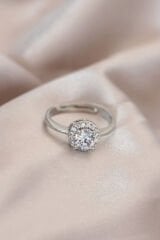 Premium İthal Seri Baget Zirkon Taşlı Tek Taş Ayarlanabilir Tasarım Kadın Çelik Yüzük