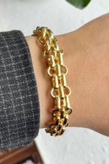 Premium Seri Çift Sıra Chainy Tasarım Kararmaz Renk Atmaz Kadın Çelik Bileklik