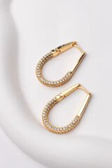 Yeni Sezon İki Renk Damla Model Sallantılı Zirkon Taşlı Kadın Halka Küpe