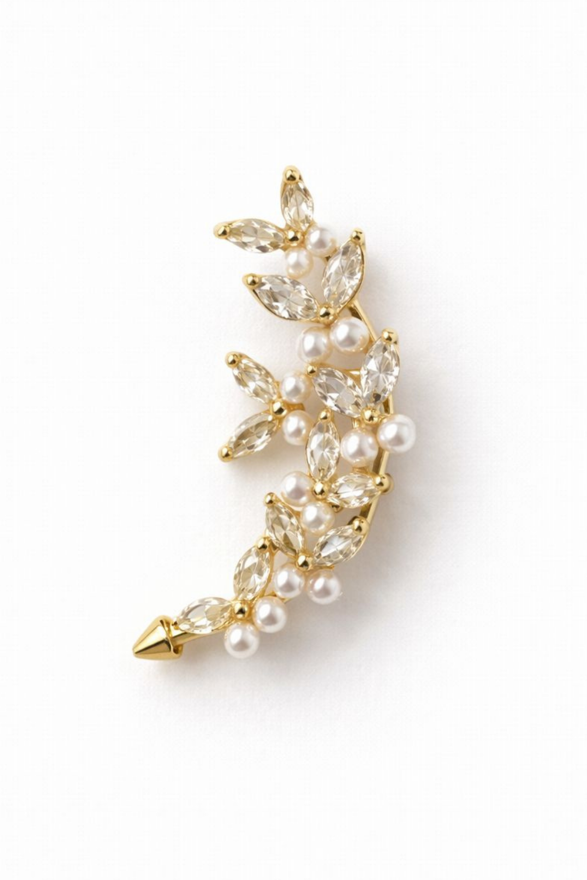 Özel Seri Zirkon Taşlı İncili Uçuşan Kelebekler Delik Gerektirmeyen Earcuff Kıkırdak Gold Küpe Gold