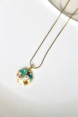 Vintage Incili Istiridye Motifli 3d Tablo Tasarım Kadın Çelik Kolye