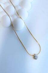 Premium Seri Zarif Damla Model Kadın Çelik Kolye