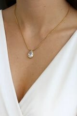 Premium Seri Zarif Damla Model Kadın Çelik Kolye