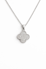 Zarif Zirkon Taşlı Yonca Tasarım Renk Atmaz Kararmaz Kadın Çelik Kolye