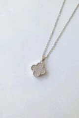 Zarif Zirkon Taşlı Yonca Tasarım Renk Atmaz Kararmaz Kadın Çelik Kolye