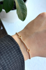 V.İ.P Seri Full Taşlı Su Yolu Çoklu İçi Boş Yonca Renk Atmaz Kararmaz Garantili Kadın Çelik Bileklik