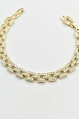 Golden Frame Kuyumcu İşçiliği 14K Altın Kaplama Premium Seri Kadın Çelik Bileklik Altın