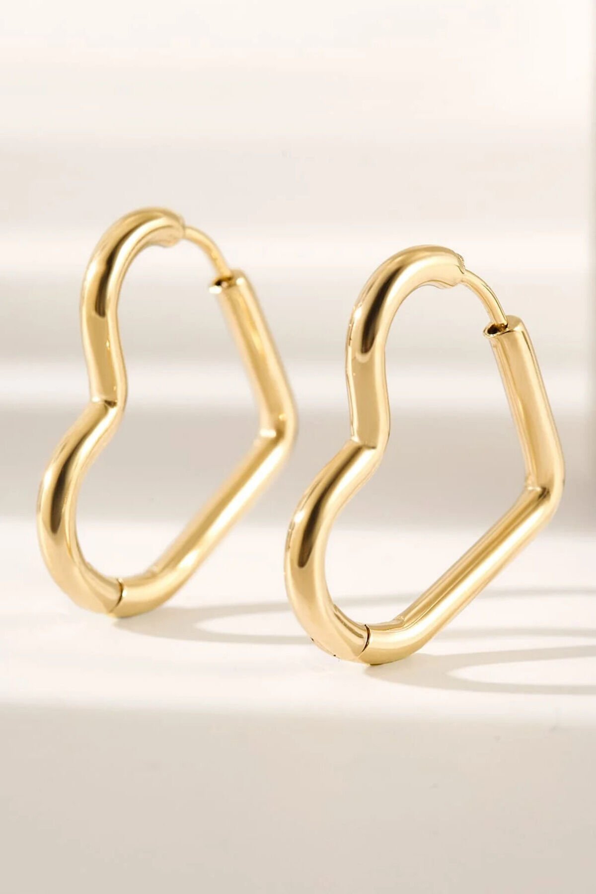 Premium Seri Kalp Şeklinde Halka Tasarım Kararmaz Kadın Çelik Küpe