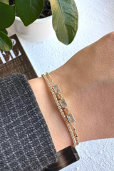 Yeni Sezon Çift Sıra Zincirli Baget Taşlı Su Yolu Renk Atmaz Kararmaz Garantili Kadın Çelik Bileklik