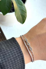 Yeni Sezon Çift Sıra Zincirli Baget Taşlı Su Yolu Renk Atmaz Kararmaz Garantili Kadın Çelik Bileklik