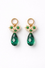 Özel Seri Çok Renkli İncili Çiçekli Kadın Çelik Küpe